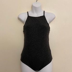 Wild Fable Grey Ribbed Bodysuit